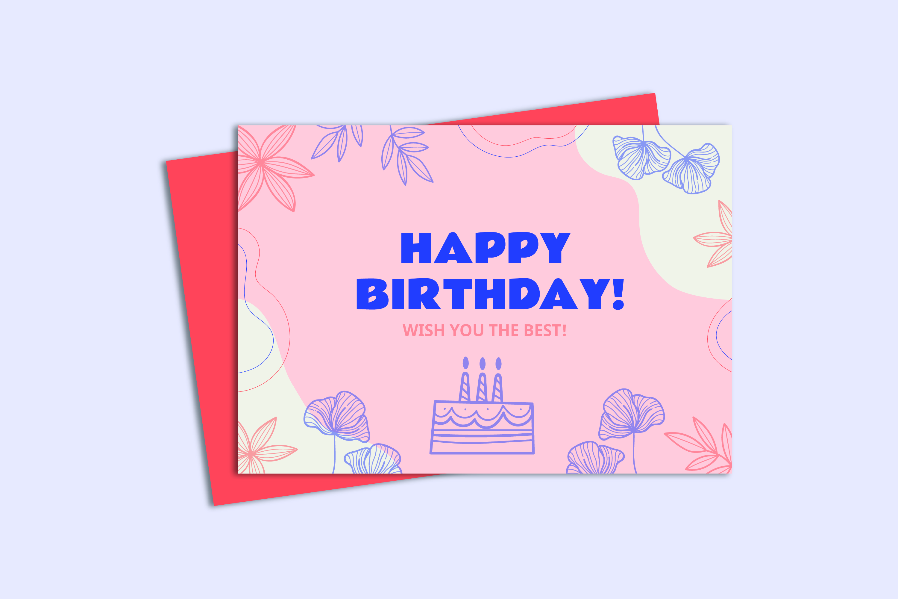 Handmade birthday greeting card with floral design