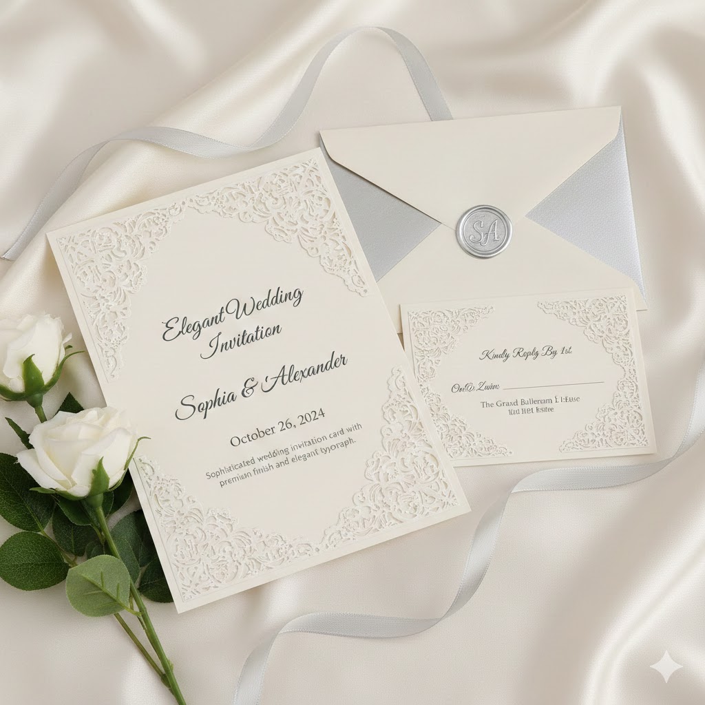 Elegant wedding invitation card with sophisticated design